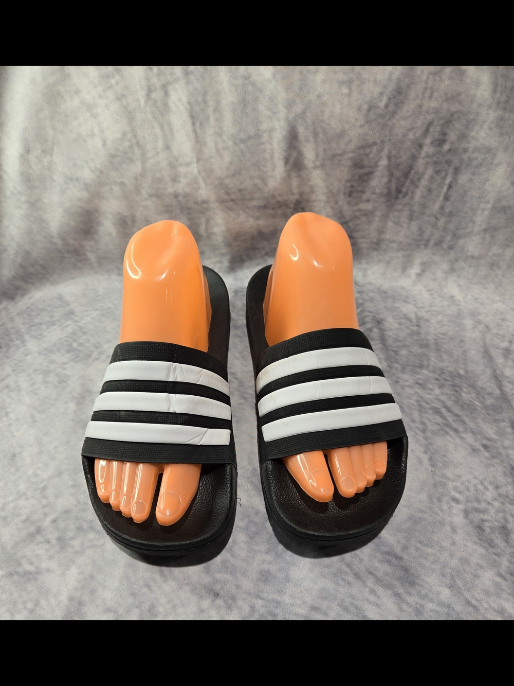adidas Originals Black Slide Sandals with White Stripes